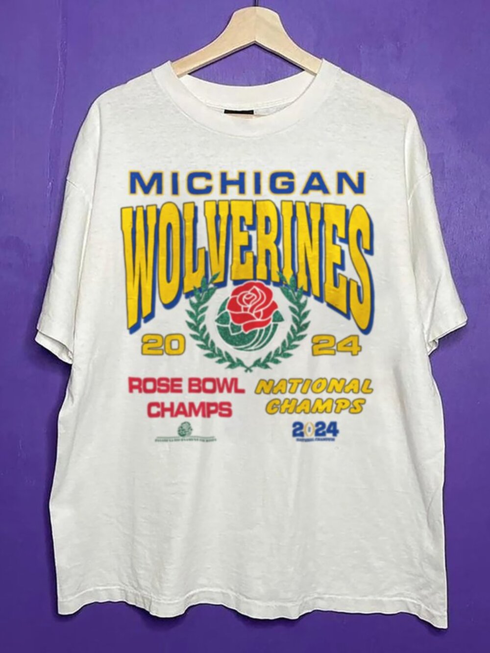 2024 University of Michigan Wolverines Rose Bowl National Champs Football Shirt